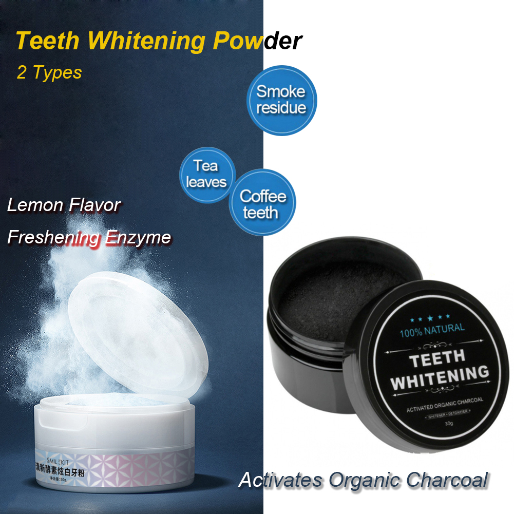 Teeth Whitening Charcoal - 2 Types Teeth Whitening Powder Natural