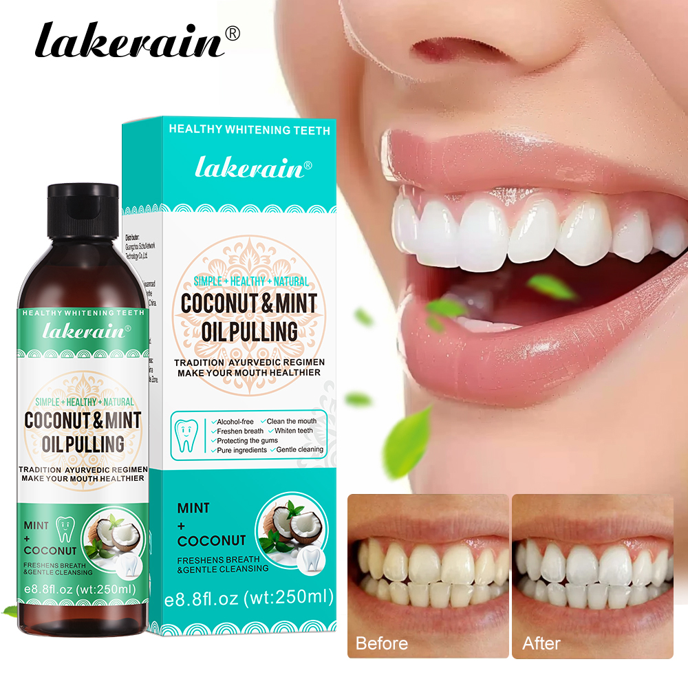 Teeth Whitening Oil Pulling - Coconut Mint Pulling Oil Mouthwash Alcohol-free