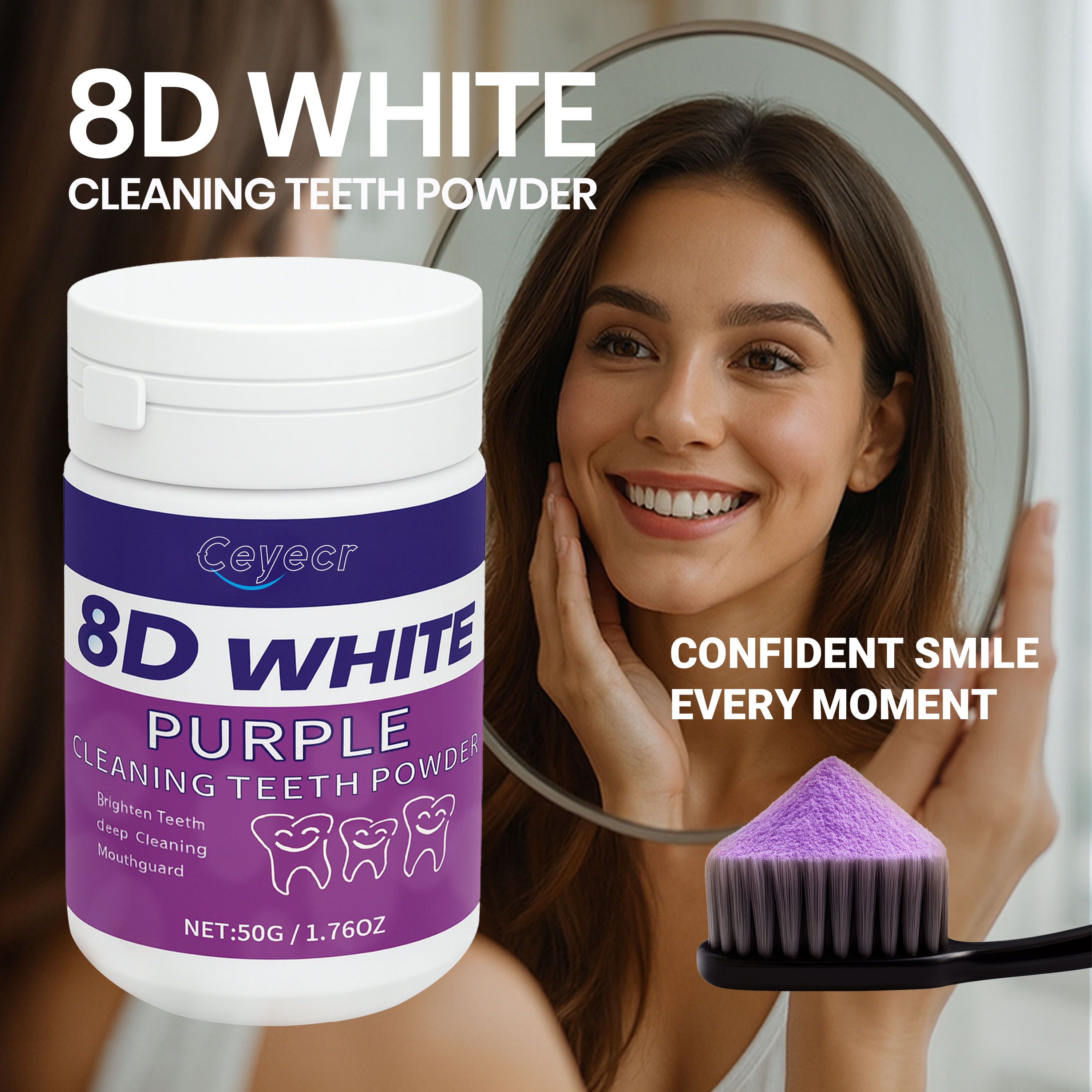 Teeth Whitening App - 8D white Teeth Whitening Powder, 50g/1.76.Oz