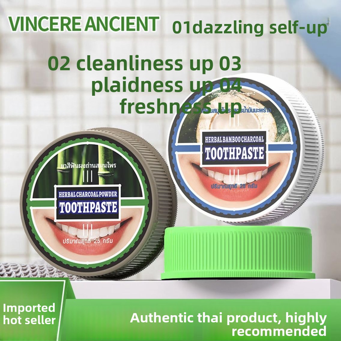 Natural Thai VINCERE Tooth Pow - Teeth Whitening Charcoal 리뷰 및 가격